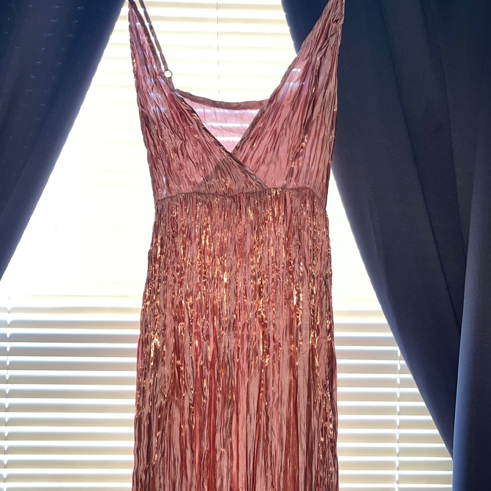 Small, long, glossy event dress